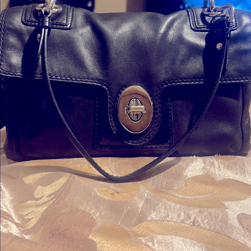 Coach Black Shoulder Bag with Silver Accents